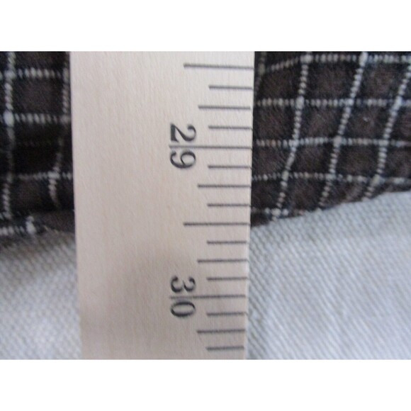 Woolrich Mens XL Shirt Button Up Logo Pocket Long Sleeve Brown White Cotton - Picture 11 of 11